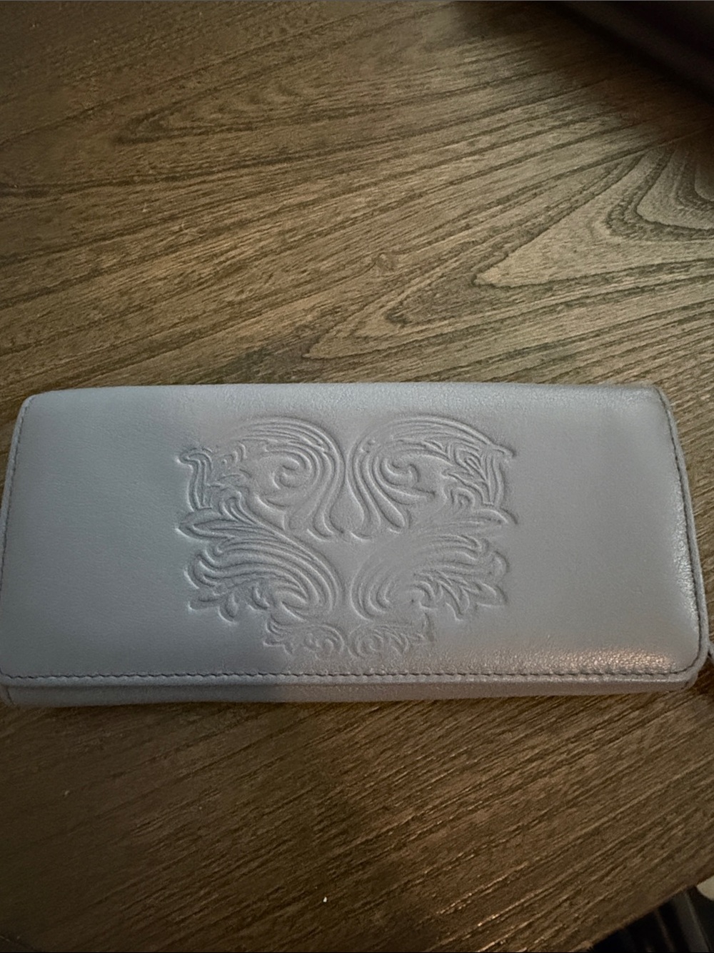 Stone Mountain Embossed Leather Long Wallet - Light blue/Gray